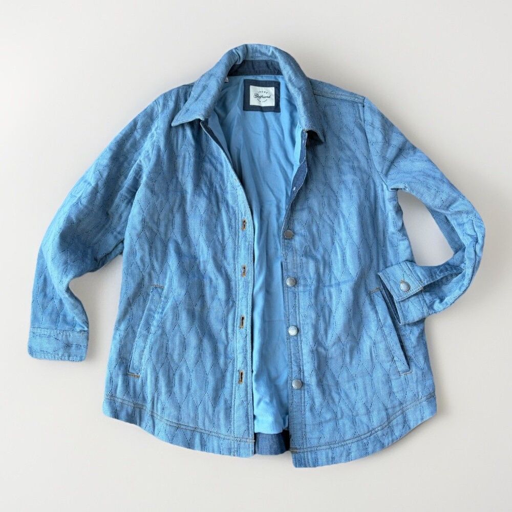 Jachs Girlfriend Women’s Blue Quilted Lightweight Field Jacket Size L Button Up
